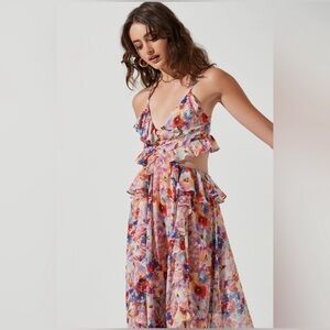 Astr the Label Purple Multi Floral Backless Dress